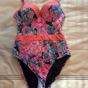 Lilly Pulitzer size 4 Pink and Blue Womens One Piece Swimsuit